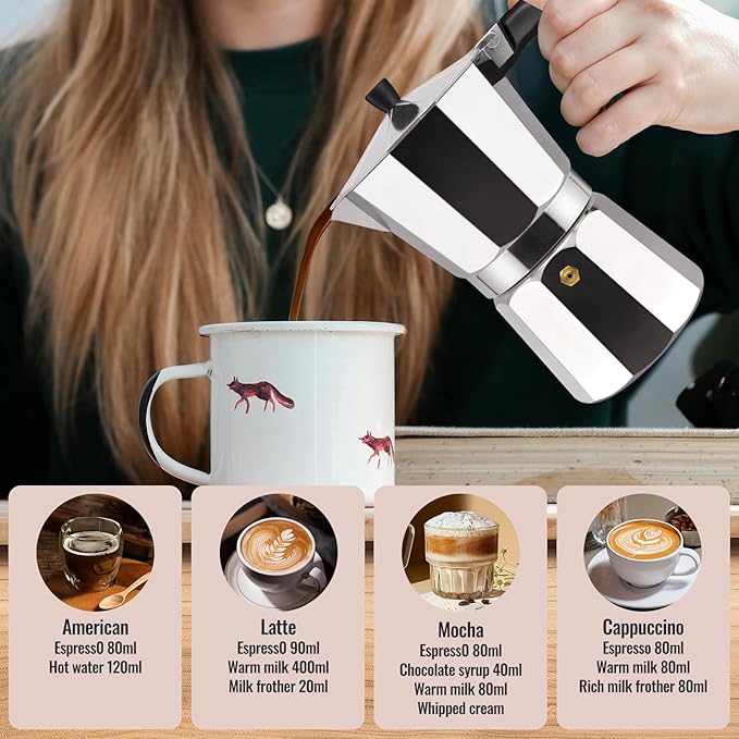 Vaolvpant 12 Cup Aluminum Moka Pot Classic Stovetop Espresso Coffee Maker 600ml 20oz Coffeemaker Percolator Mocha Pot Greca Coffee Maker Cafe Makers for Italian and Cuban Café Brewing Silver