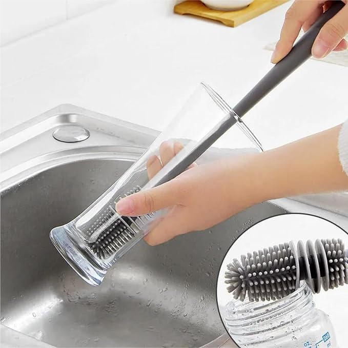 Straw Cleaner Brush Fit for Owala FreeSip 24oz/32oz/40oz, Silicone Long Handle Bottle Brush Compatible with Owala Water Bottle,Plus 3 in 1 Cup Lid Cleaning Brush