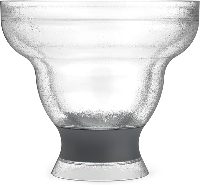 HOST FREEZE Plastic Margarita Glasses, Insulated Cocktail Glasses for Slush Drinks and Frozen Cocktails, Margarita Cups for Cocktail Party, Home Bar Gifts for Women, 12 oz, Set of 4, Grey