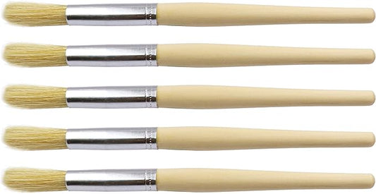 LBY 5pcs Natural Pig Bristle Espresso Maker Cleaning Brush, 195mm(7.68'') Household Cleaning Brush, Paint Brush Parts Cleaning Brush, Natural Pig Bristle, Wooden Handle