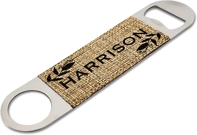 Smile Art Design Family Monogram Personalized Bottle Opener Burlap Material Family Name Personalized Print Personalized Gifts House Warming Wedding Gift Rustic Kitchen Decor Style3