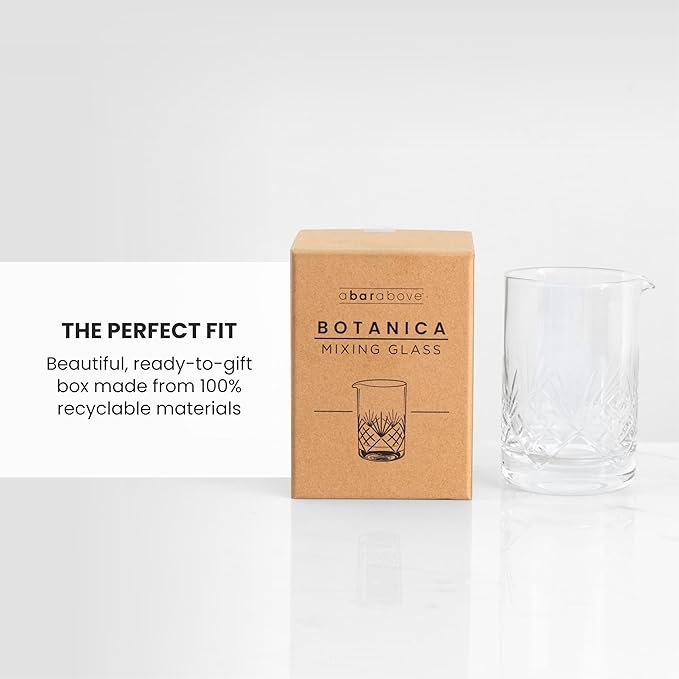 A Bar Above Cocktail Mixing Glass, Botanica Enhanced Annealed Lead-Free Crystal Stirring Pitcher, Thick Weighted Base for Stable Stirring, 18 Oz Drink Mixer for Craft Cocktails at Home or Bars