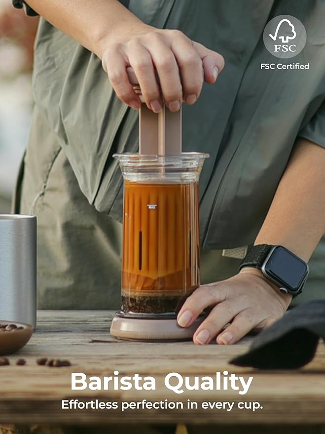DriftBrew D1 All-in-one Portable Coffee Maker with 200-Count Paper Filters Included, Cold & Hot Brew, a French-press Style Coffee Press for Travel, Hiking & Camping