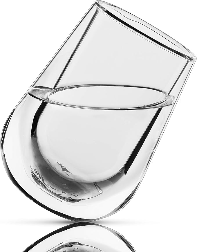 Viski Glacier Wine Glass, Double Walled Chilling Wine Glass, Active Cooling Gel, 8 Ounces, Clear Glass, Chilling Technology, Set of 1
