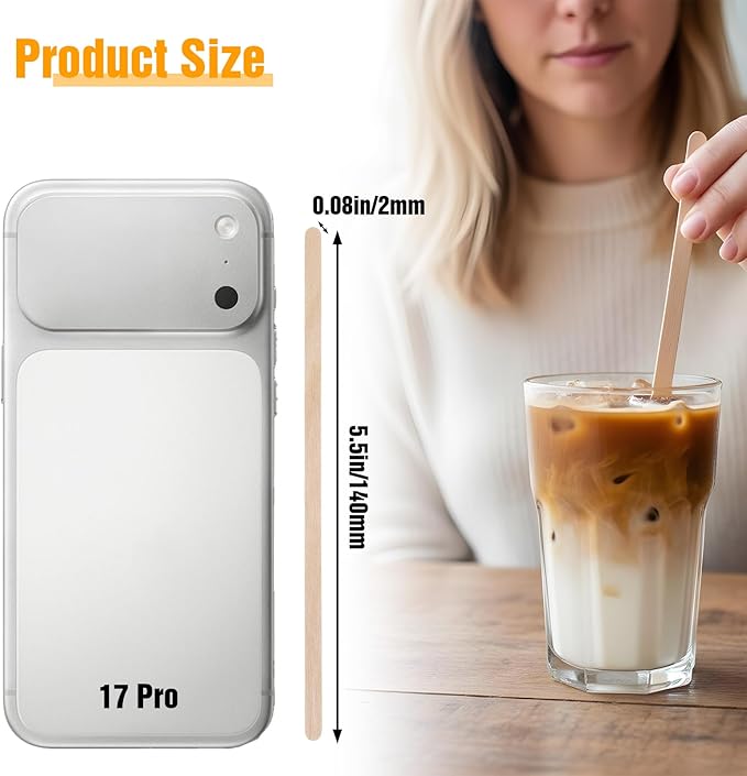 2000 Pcs Individually Wrapped Coffee Stirrers 5.5 Inch Round End Disposable Wood Coffe Stir Sticks for Coffee, Cocktail Wood Blenders for butter sugar, Craft Stick
