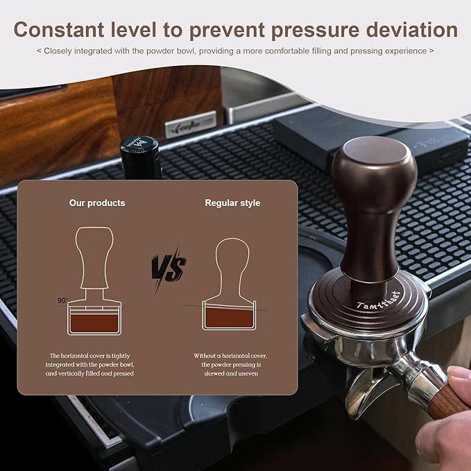 58mm Espresso Tamper with Mat Flat Stainless Steel Base,Spring-Loaded Calibrated-Espresso Hand Tampers,Barista Tools Coffee Tamper for Espresso Coffee Machine