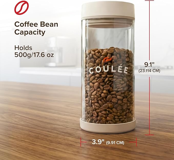 Coffee Rechargeable Vacuum Glass Canister, Kitchen Appliances, Store Coffee, Tea, or Pantry Items, Home Essentials, Kitchen Food Organizer, Food Container, USB Charger, 1.35L Capacity