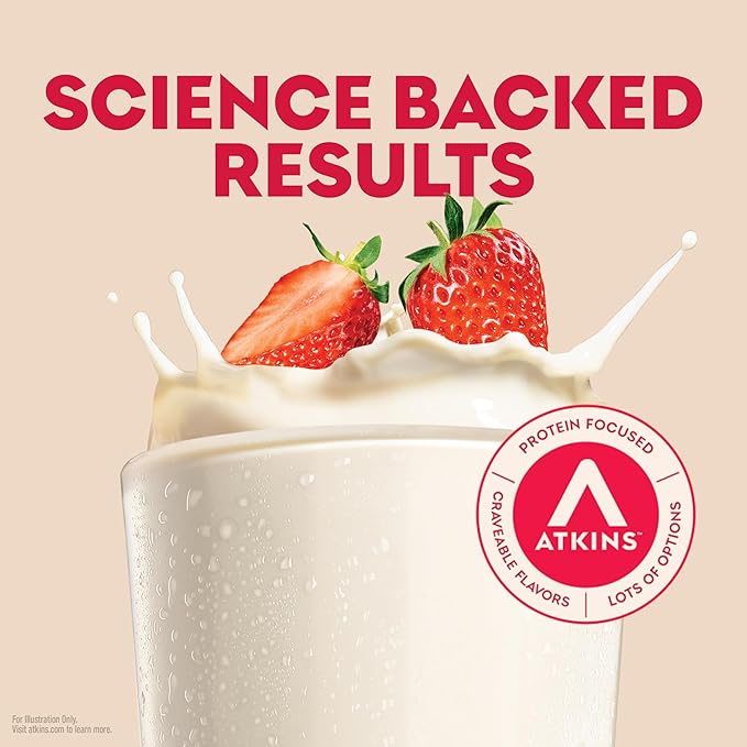 Atkins Strawberry Flavored Protein Shake,High Protein,Low Glycemic,Low Sugar and-Low Carb,Keto Friendly,Gluten Free,(Pack of 24)