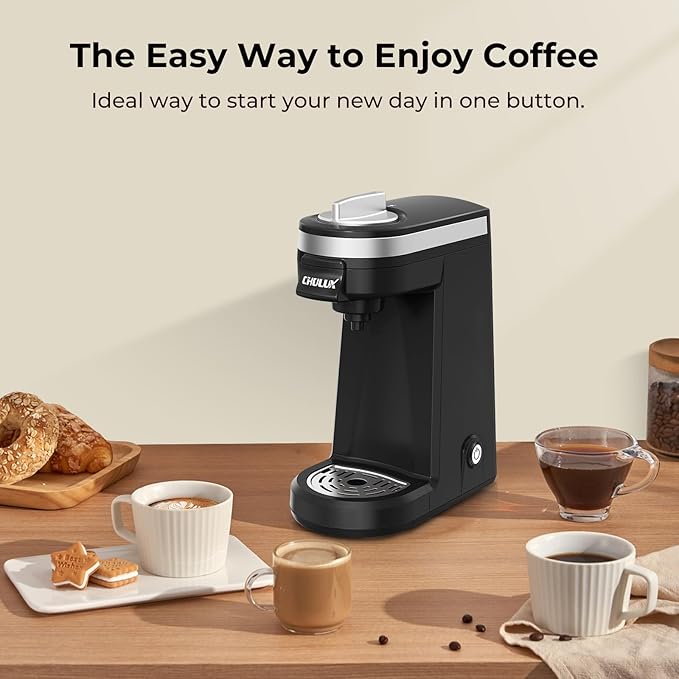 CHULUX Single Serve Coffee Maker for K Capsule, Mini Single One Cup Coffee Machine, Perfect for Small Space, Black