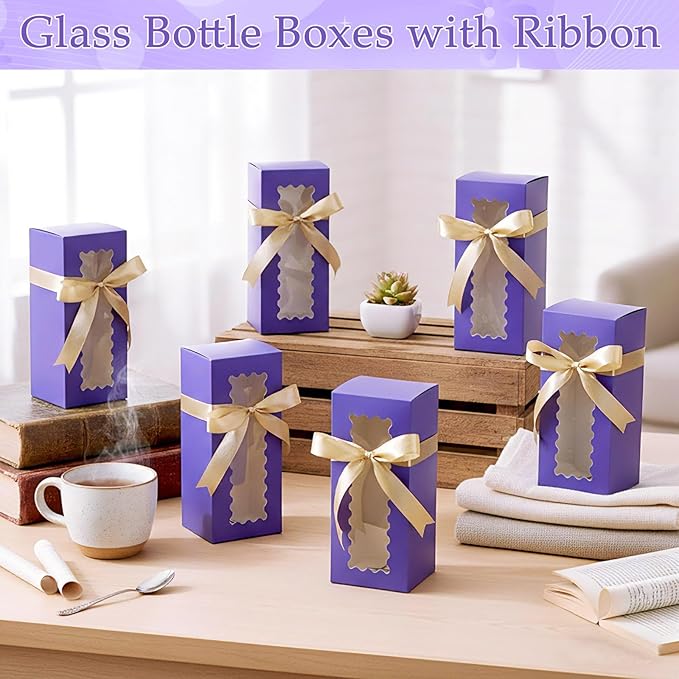 Windyun 100 Pcs Tumbler Gift Boxes for Sublimation Glass Exhibition Boxes Transparent for 12oz 16oz 20oz Shipping Cup Exhibition Packaging for Jars Mug Can Party Supplies(Purple)