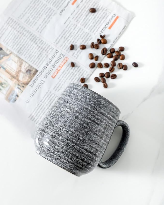 Hasense Large Coffee Mug, 20 oz Porcelain Coffee Cup with Big Handle Easy to Hold, Big Coffee Mug for Latte Coffee Tea Soup as Friend Gifts, Dishwasher and Microwave Safe, 1 PCS (Dark Grey)