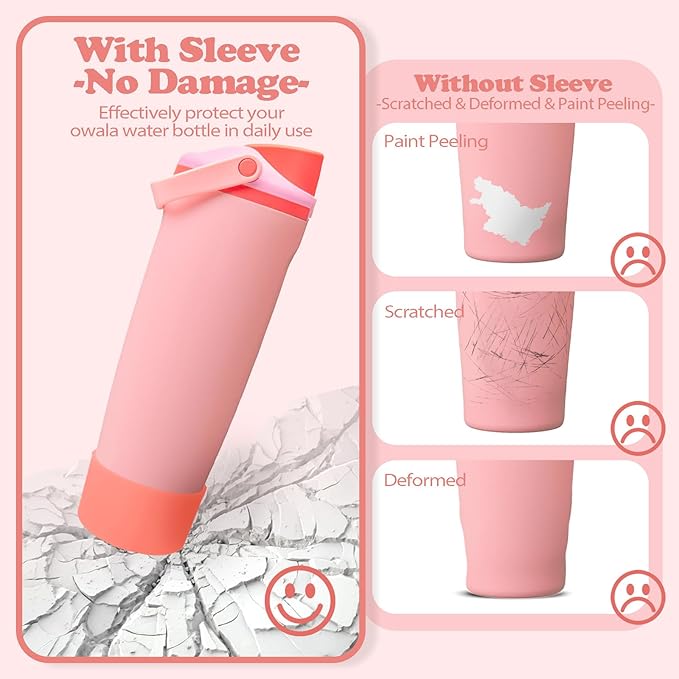 2PCS Silicone Boots for Owala 30oz & 40oz FreeSip Sway Bottles & Tumblers – Non-Slip, Scratch-Resistant, Stability Enhancer for Owala Accessories (Angel Food Cake Red)