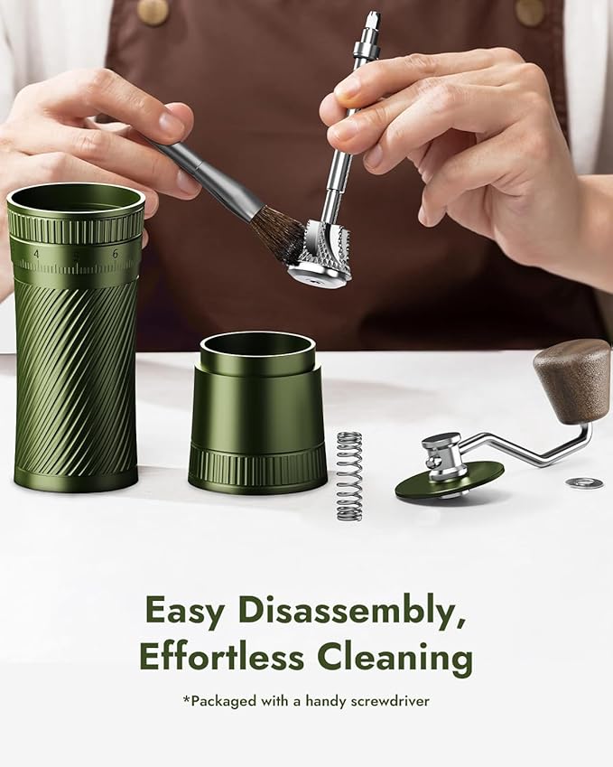 iKoffy AeroGrind Manual Hand Coffee Grinder with DLC 440 Burrs, 38g Capacity Portable Coffee Bean Mill for Moka pot, French Press, Espresso, Pour Over