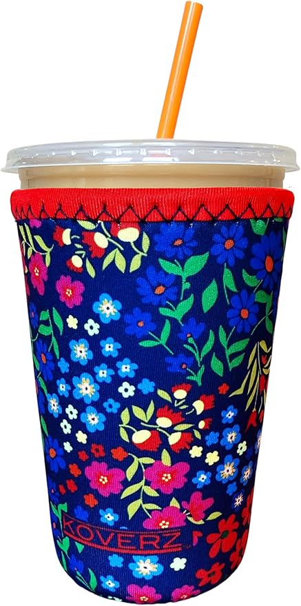 Koverz Iced Coffee Sleeve, Insulated Neoprene Cup Sleeve, Fits a 24 Oz. Coffee Cup, Washable and Reusable, Iced Coffee Accessories, Medium Monet