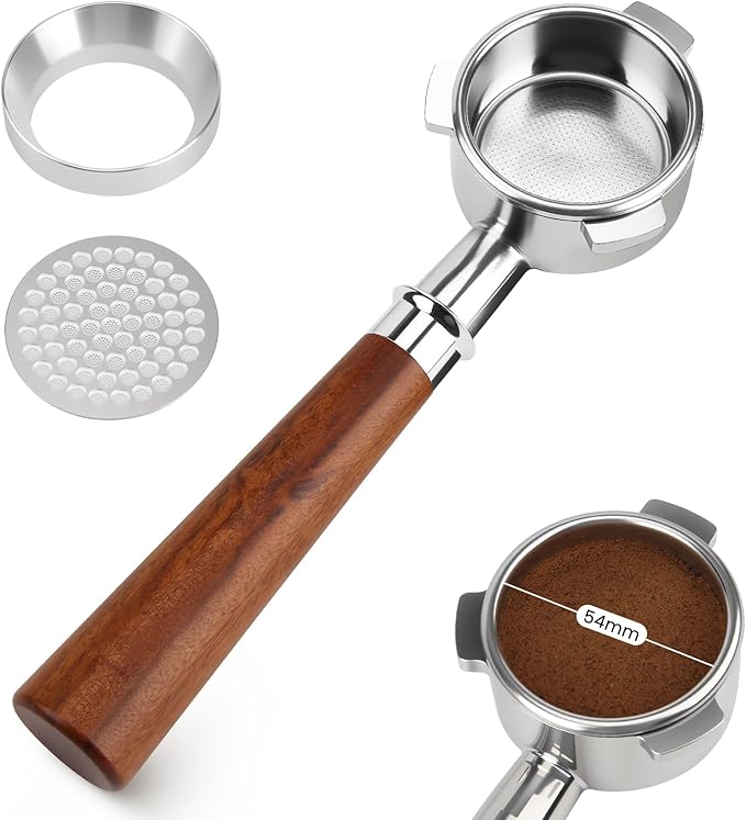 54mm Bottomless Portafilter Compatible with Breville Barista Express/Pro/Touch/Bambino Plus and Bambino Plus, Filter Basket + Puck Screen Included