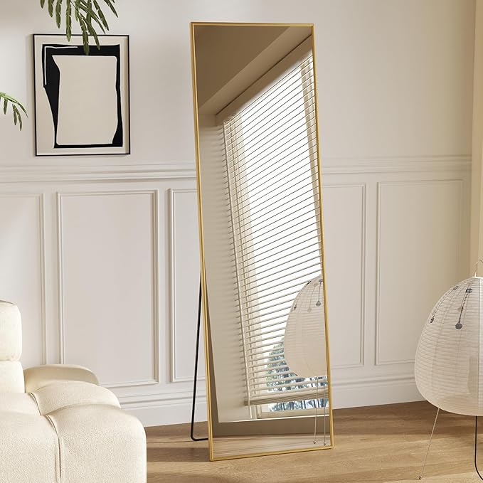 NEWBULIG Full Length Mirror, Upgraded Body Wall Mirrors with Shatter-Proof Glass, Floor Standing Mirror, Home Wall Decor