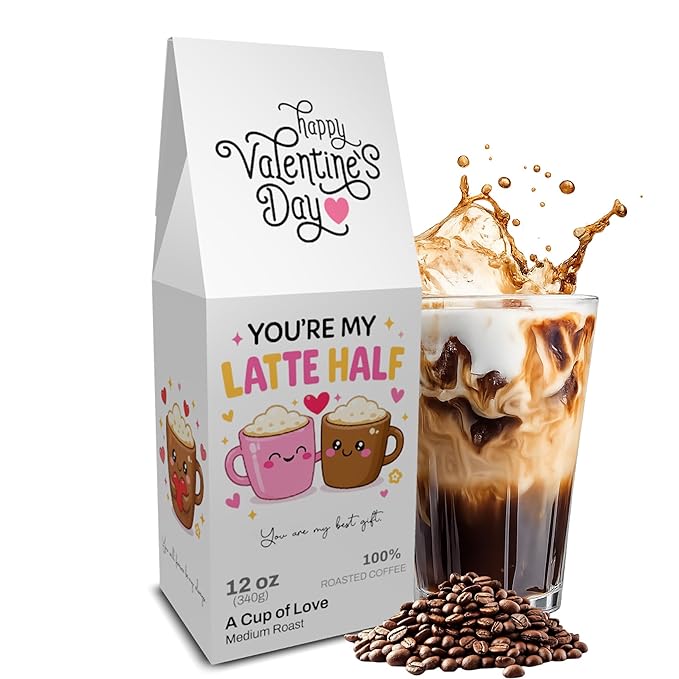 Latte Crush - Friending 12 oz Whole Bean Coffee, Medium Roast – Small Batch Roasted Fine Arabica Beans, Brazilian Single Origin – Made in USA – Valentine’s Coffee Gift with Private QR Love Message