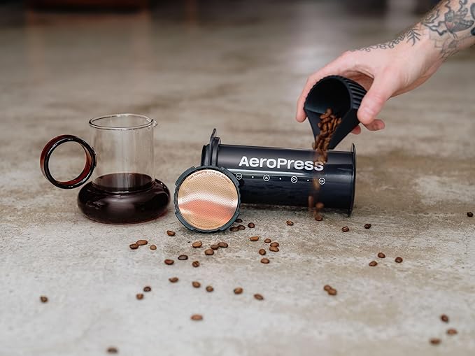 CAFE CONCETTO Filter for use in AeroPress Go/AeroPress Coffee Makers (Superfine) - Premium Replacement Disc - Reusable Metal, Titanium Coated Stainless Steel. Upgrade Your Mesh or Filter Papers