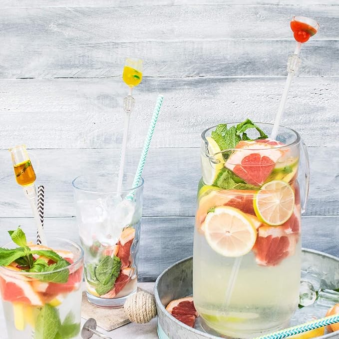 Swizzle Sticks Colorful Clear Beverage Stirrers 9.05" Drink Stirrer Cocktail Stirrer Clear Shafts Cocktail Drink Stirrers for Bars Cafes Restaurants Home Use 10 Pieces