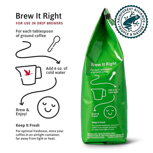 Wawa Ground Coffee Mild Roast, Hazelnut, 12 oz Bag, Lightly Roasted, Nutty Aromatic Smooth Balanced Blend For Hot or Iced Coffee, 100% More Responsibly Sourced from Rainforest Alliance Certified Farms