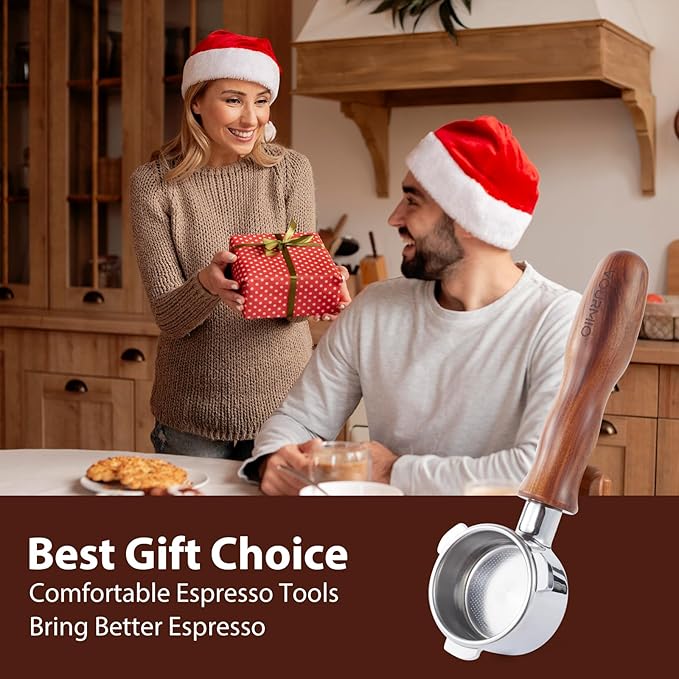 VOURMIO 54mm Bottomless Portafilter - Breville Compatible Naked Portafilter, Rosewood Handle & 18-20g Filter Basket & Puck Screen Included, Fits Barista Express, Pro, Touch, Bambino Plus, Infuser
