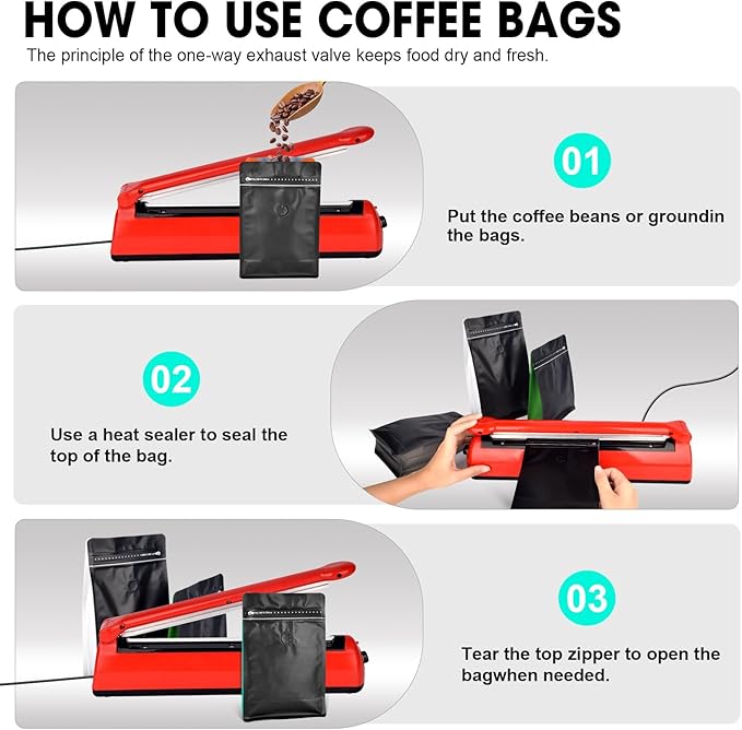Coffee Bags with Valve(60pcs,16oz,1lb) Vented Coffee Beans Packaging Bags High Barrier Aluminumed Foil Flat Bottom Heat Sealed Side Zipper Resealable Storage Bag for Home or Business（Black+Blue）