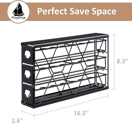 FlagShip K Cup Holder Drawer 3 Tier Coffee Pod Holder for K Pod Save Space Countertop Kitchen (24 Pods Capacity)