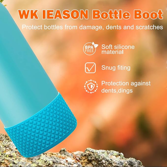 WK IEASON 2Pcs Silicone Boot for Owala Water Bottle, Protective Flask Bottom Cover Base for Owala FreeSip Twist and Flip Flask Water Bottle Accessories-3.56inch Bottom Diameter