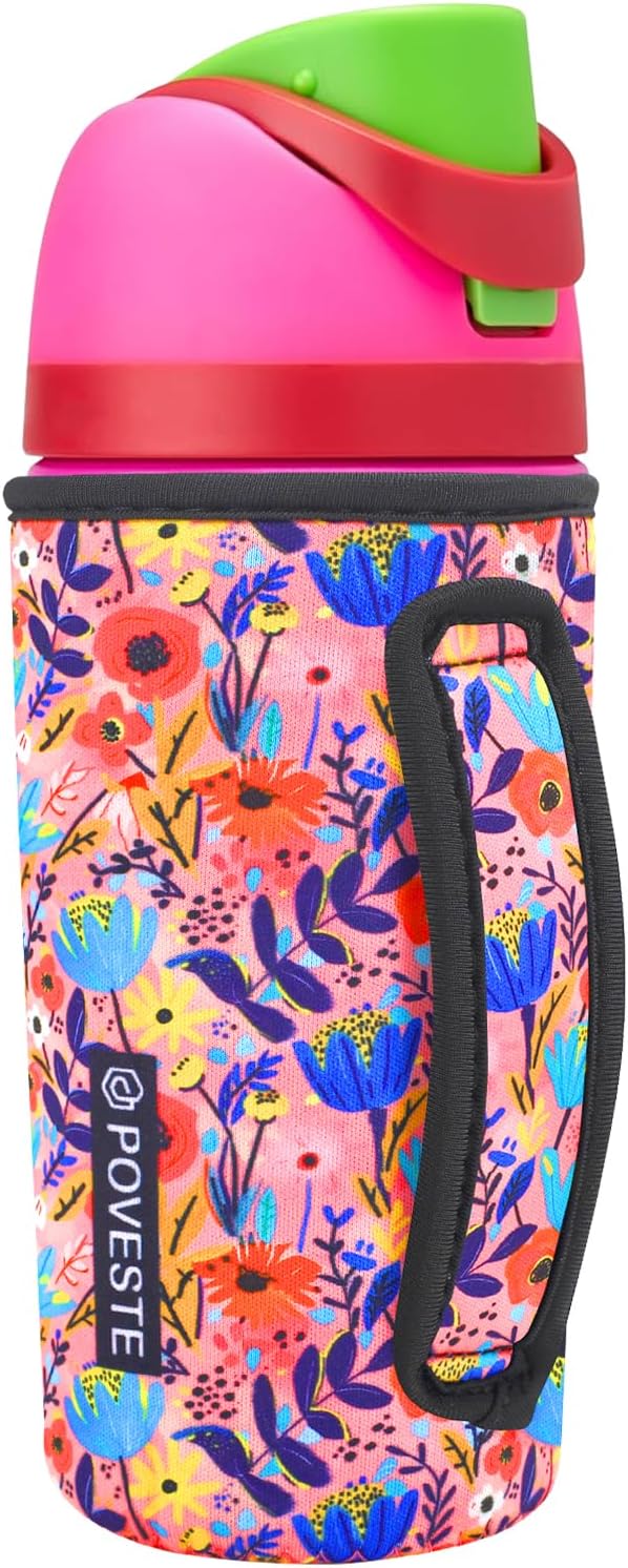Water Bottle Sleeve with Handle for Owala Kids FreeSip 16 oz, Water Bottle Scratch Resistant Sleeve, Neoprene Cover Compatible with Owala 16 oz for Boys Girls to School Travel