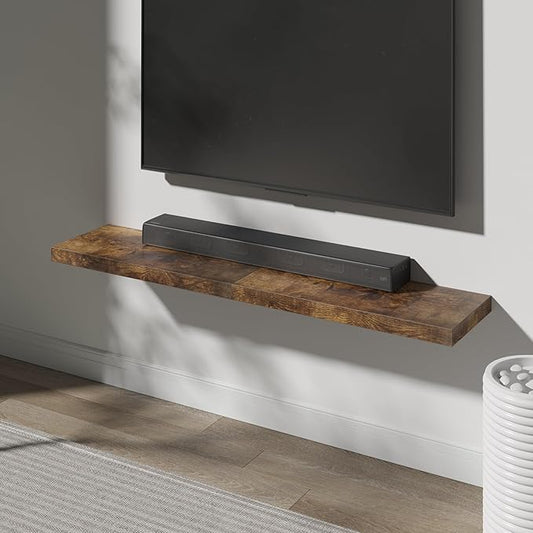 Floating Shelf, Set of 2 Wall Shelf, 24 in W x 12.75 in D x 2 in H Wooden Floating Wall Shelf with Invisible Brackets for Living Room/Bedroom/Bathroom/Kitchen Storage and Decor, Rustic Brown