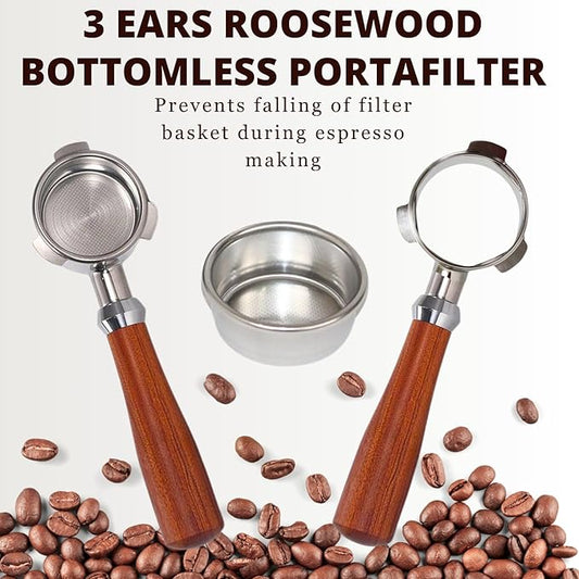 Espresso Portafilter 54mm Bottomless Compatible with Breville Duo-temp, Infuser, Bambino, Barista Express, Barista Touch, and Barista Pro Espresso - Stainless Steel Filter Basket Included
