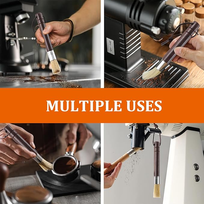 Coffee Grinder Cleaning Brush Espresso Brush Espresso Machine Cleaning Brushes with Wooden Handle and Natural Bristles Small Barista Brushes with Hanging Loop Bar Accessories for Barista Home Kitchen