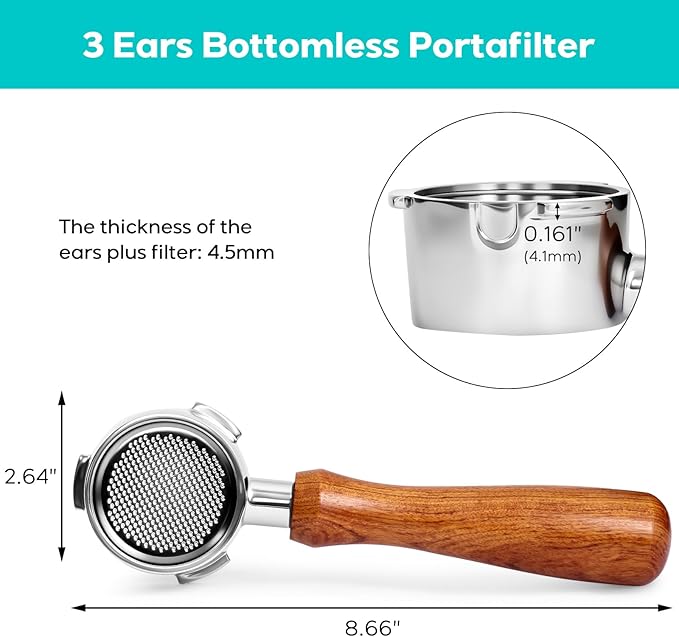 CASABREWS 51mm Bottomless Portafilter with Puck Screen & Filter Basket, 3 Ears Espresso Handle for CM5418 & 3700Essential