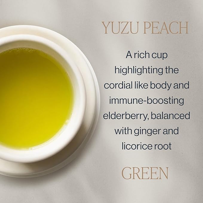 Rishi Tea Yuzu Peach Green Tea - Organic Loose Leaf Green & Herbal Blend, Naturally Sweet & Low Caffeine, Enjoy Hot or Iced - 50 Count