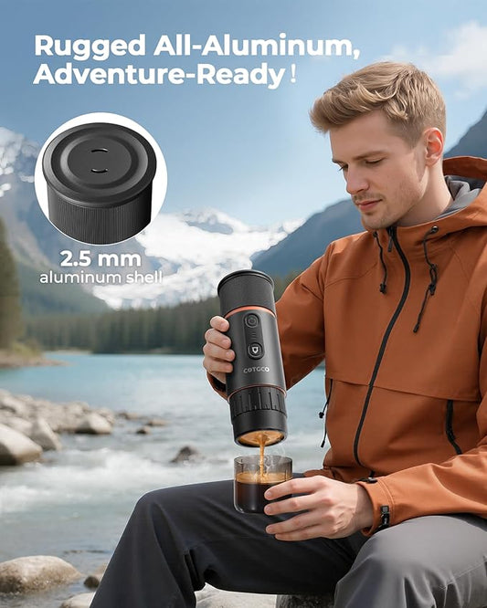 Portable Espresso Coffee Maker, Travel Coffee Maker for Camping, 20 Bar Self‑Heating Rechargeable with USB-C, with NS Capsule for Car/Travel/Camping