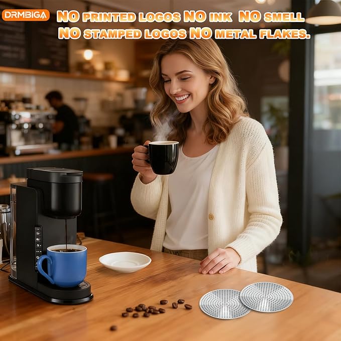 DRMBIGA Professional Espresso Puck Screen 58.3mm 2 Pack - Premium 3rd Gen Dual-Layer Flow Control Coffee Filter, Precision-Engineered Stainless Steel Portafilter Screen for Perfect 58mm Basket Fit