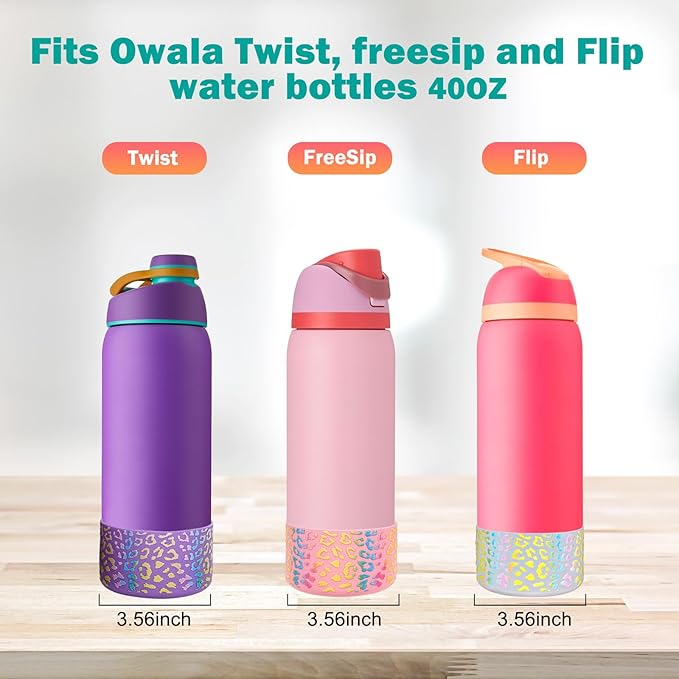 WK IEASON 2Pcs Silicone Boot for Owala Water Bottle, Protective Flask Bottom Cover Base for Owala FreeSip Twist and Flip Flask Water Bottle Accessories-3.56inch Bottom Diameter