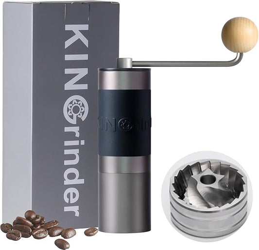 【Famous KOL Recommended】KINGrinder K0 Iron Grey Manual Hand Coffee Grinder with Straight handle for French Press, Drip with Assembly Consistency Stainless Steel Conical Burr Mill, 20-25g Capacity