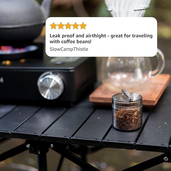 ANKOMN QuarterSeal X7 Airtight Modular Coffee Canister – Single Dose Bean Storage & Coffee Conatiner, UV-Proof Travel Kit, Portion Organizer for Coffee Dosing Container (Smoke, 1 Compartment)