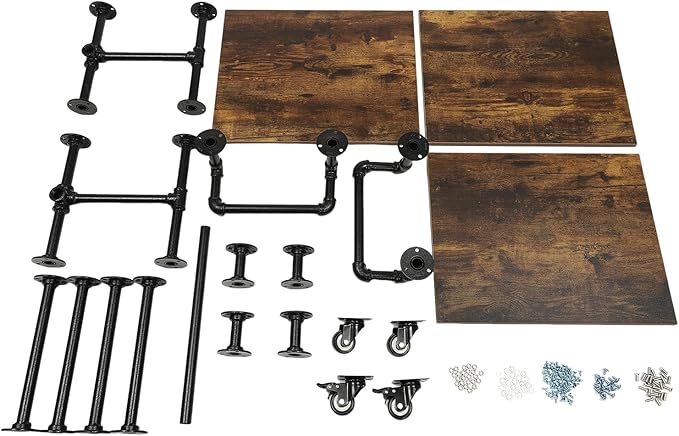 Industrial Bar Cart with Wheels, 3-Tier Rolling Kitchen Cart with Storage, Mobile Serving Cart for Wine Tea Liquor, Vintage Style for Home Bar Cafe