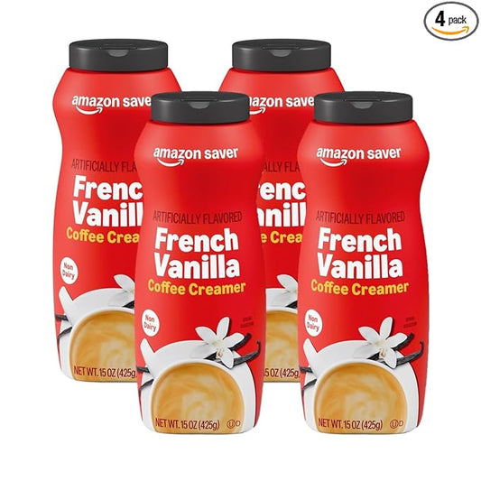 Amazon Saver, French Vanilla Powdered Coffee Creamer, 15 Oz (Previously Happy Belly, Packaging May Vary) (Pack of 4)