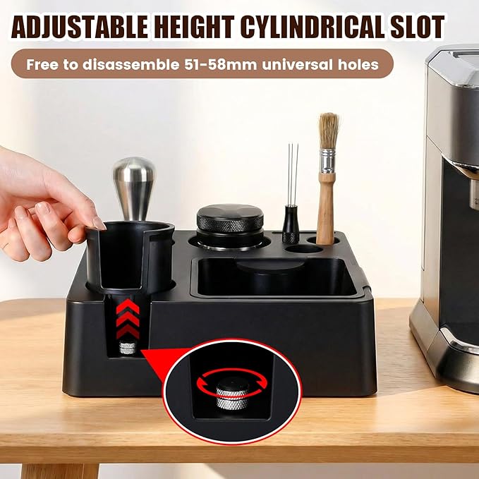 LemonRoad Espresso Knock Box and Tamp Station Fit 51, 54, 58MM Tamper, Distributor, Portafilter and Puck Screen Accessories, Espresso Coffee Organizer Station Box