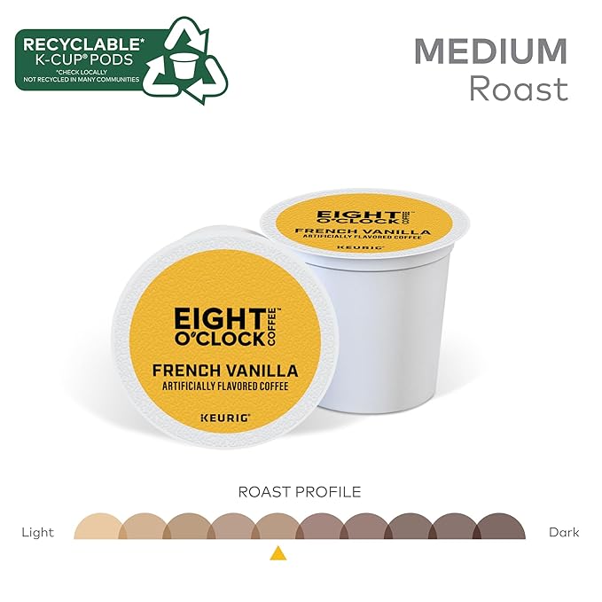 Eight O'Clock Coffee French Vanilla, Single-Serve Coffee K-Cup Pods, Medium Roast, 72 Count