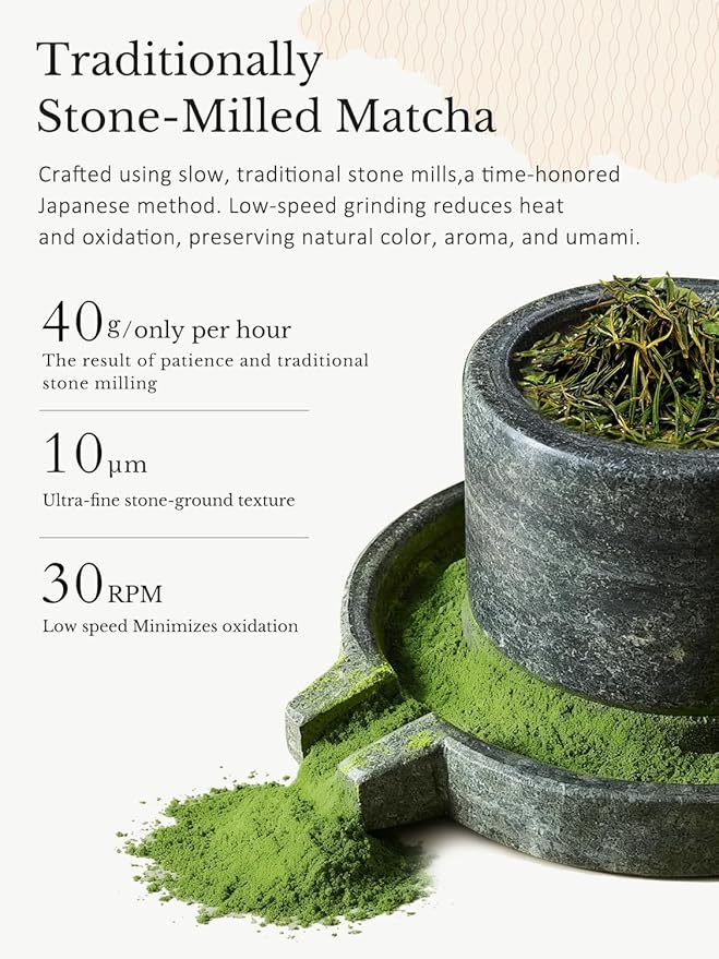 Authentic Japanese Matcha, First-Harvest Ceremonial Grade Matcha Green Tea Powder - Product of Japan, Traditionally Stone-Milled, from Uji, Kyoto (40g / 1.4oz)