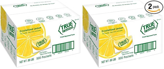 True Lemon 500ct - Water Enhancer - Bulk Dispenser - 0 Calorie Drink Mix Packets For Water - Sugar Free Lemon Flavoring Powder Packets,(Pack of 2)