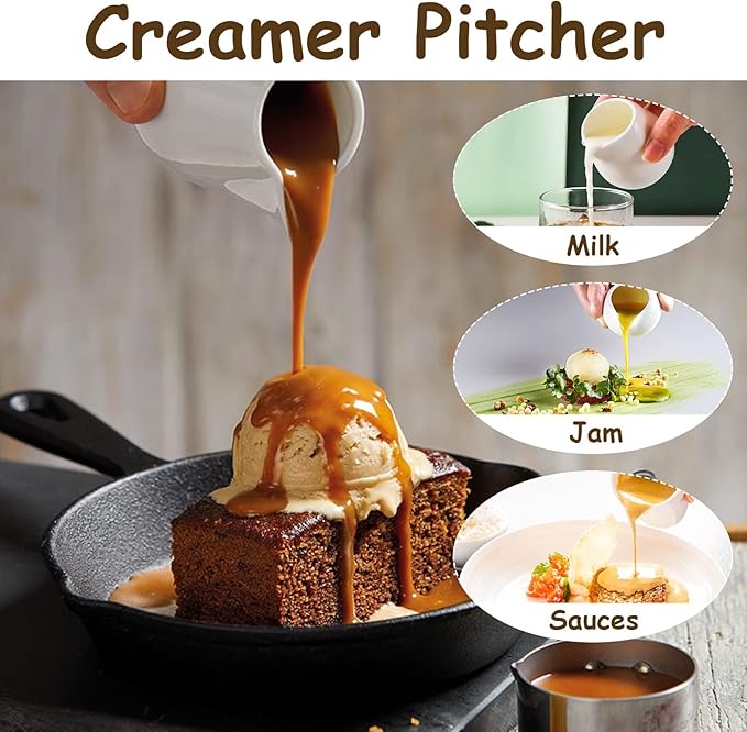 12Pack 3 oz Mini Cream Pitcher, Small Ceramic Cream Jugs, White Porcelain Creamer for Milk, Coffee, Tea, Jam, Sauces