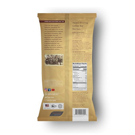 MOCAFE Horchata Mix Powder, café-crafted premium instant Mexican agua fresca, enjoy hot, iced, or frappe blended, bulk 3lb bag