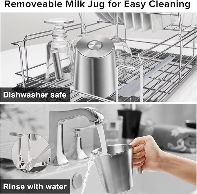 Secura Detachable Milk Frother and Steamer, 17oz Electric Milk Warmer with Glass Jug, 4-in-1 Hot & Cold Foam Maker for Latte, Cappuccinos & Hot Chocolate, Dishwasher Safe, BPA & Teflon-Free Design