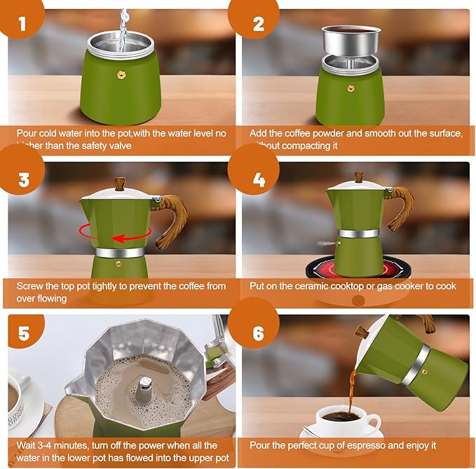 DITOSH 3 Cup Aluminum Espresso Stovetop Moka Pot Express Coffee Maker Percolator Italian Classic Mocha Coffee Machine for Italian and Cuban Cafe Brewing for Home & Camping 150ml 5oz