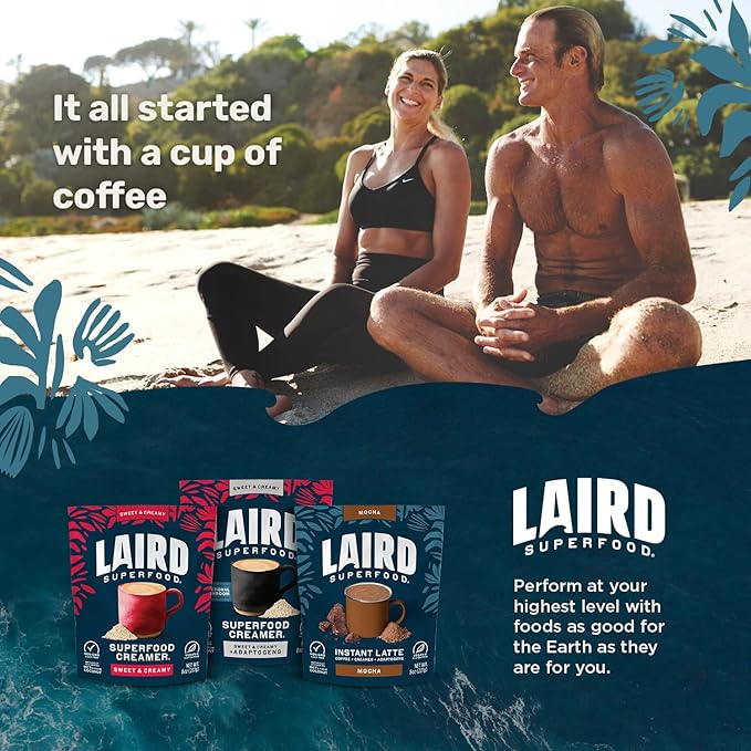 Laird Superfood Non-Dairy Superfood Creamer - Coconut Powder Coffee Creamer - Sweet & Creamy - Gluten Free, Non-GMO, Vegan - 16 oz. Bag, Pack of 2